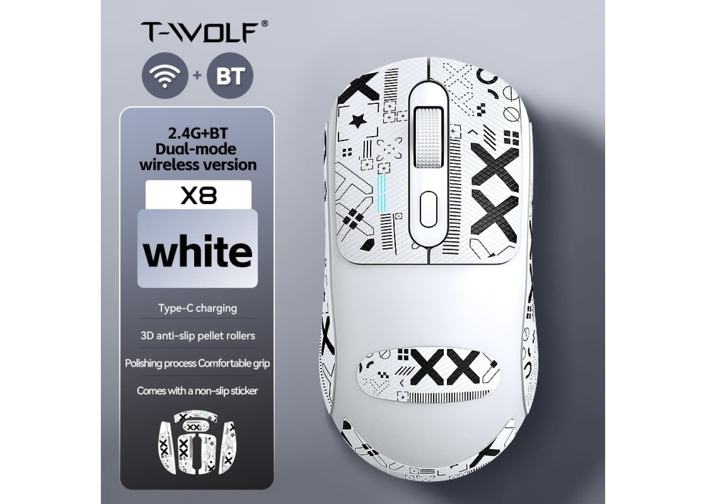ماوس T-Wolf x8 wireless (black)